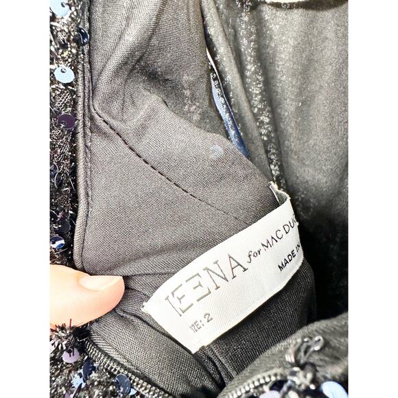 Mac Duggal 26331 Midnight Blue Cowl Back Boat Neck Sequined Gown Dress 2 - Picture 5 of 7